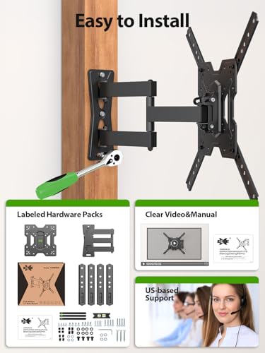 undefined USX MOUNT UL Listed Full Motion TV Mount, Swivel Articulating Tilt TV Wall Mount for 26-65 Inch LED, 4K, Wall Mount Bracket with VESA 400x400mm Up to 77lbs, Perfect Center Design -XMM006-1 の商品画像 8