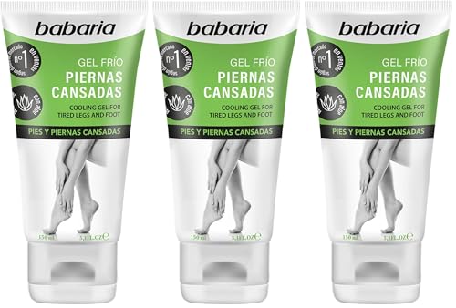 Babaria Gel Frío con Aloe Vera para Pies y Piernas Cansadas, Blanco, 150 Mililitros (Paquete de 3)