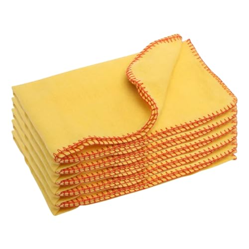 Tek Automotive Yellow Dusters 5 Pack Large Cotton Cleaning Cloths 50 x 35cm for Dusting Polishing & Home Cleaning