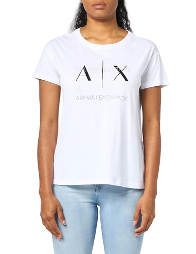 Armani Exchange Women's Milano Edition Cotton Crewneck Tee, Optic White, Large
