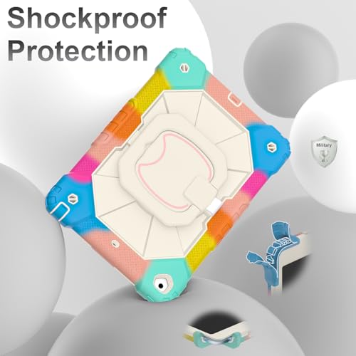 Image of Auizotl Case for iPad 9th /8th /7th Generation 10.2 Inch iPad Case 9th Generation with Screen Protector /Rotate Stand /Pen Holder,Military Grade Shockproof i Pad 9th /8th /7th Gen Cases,Colorful