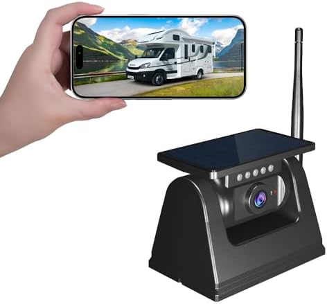 Wireless Solar Magnetic WiFi Backup Camera 10000mAh Rechargeable 1080P for Truck RV Car Night Vision IP67 Waterproof Mobile App for iOS, Android