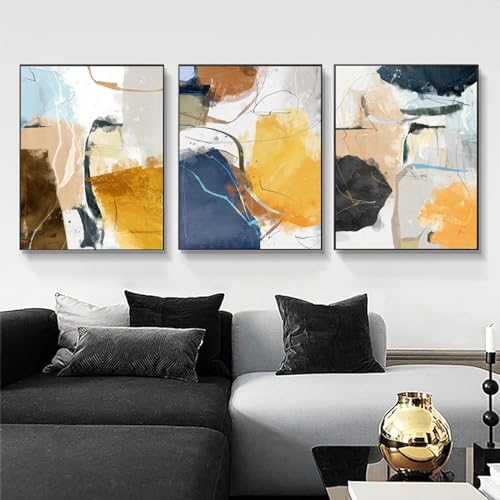 Peinture nordique abstrait KEBIA : le triptyque idéal pour habiller un grand mur vide