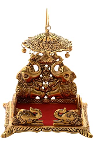 Image of LABHCART Metal Krishna Sihasan, Laddu Gopal Singhasan for Home and Office Metal Home Temple - (10 Cm X 8 Cm X 18 Cm), Gold