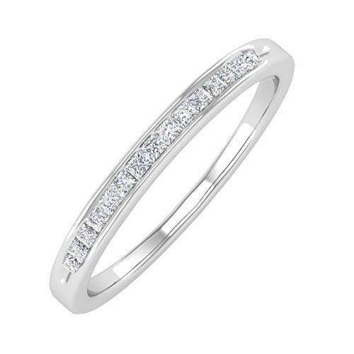 Channel Set Princess Cut Diamond Wedding Band Ring in 10K Gold (0.15 cttw) (I1-I2 Clarity)