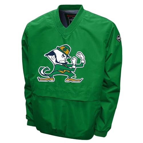 2Bhip NCAA Notre Dame Fighting Irish Adult Green Lightweight V-Neck Windbreaker Wind Shirt Pullover Jacket