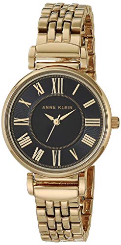 Anne Klein AK/2158BKGB Black-Dial Gold-Tone Bracelet Watch