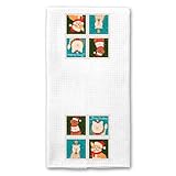 Dog Lover Tea Dish Towels,Holiday Kitchen Dish Towels with Santa Claus Reindeer Snowman & Dogs Designs, Fun Xmas Decorations Gift for Dog Mom