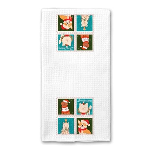 Dog Lover Tea Dish Towels,Holiday Kitchen Dish Towels with Santa Claus Reindeer Snowman & Dogs Designs, Fun Xmas Decorations Gift for Dog Mom
