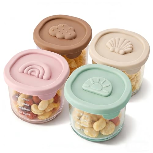 Baby Food Containers with Lids Silicone Baby Food Storage Containers for Infants & Toddlers, Leakproof Freezer-Safe Reusable Baby Food Jars for...