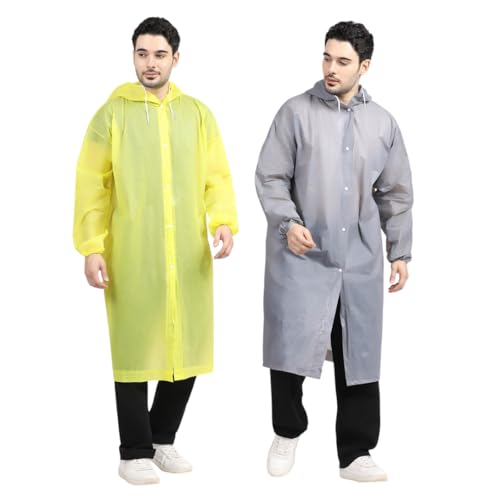 Image of Citizen Eco-Friendly EVA Poncho Raincoat for Men & Women, Lightweight Waterproof Coat with Hood, Adjustable Drawstring, Button Closure & Easy Carry Pouch, Reusable & Durable Outdoor Rainwear