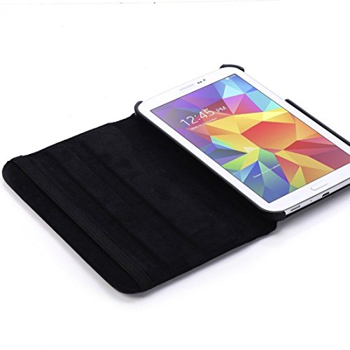 AiSMei Tab 4 8.0 Case, Rotating Stand Case for Samsung Galaxy Tab 4 8.0 SM-T330NU SM-T331, SM-T337 8-Inch Tablet PC, 8inch PU Leather Case + Bonus Stylus + Screen Protector - Black