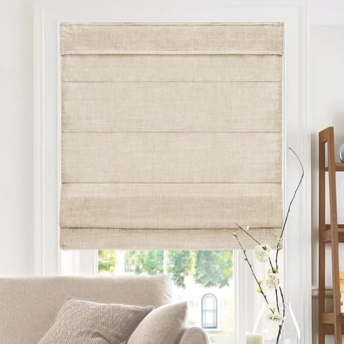 Chicology Cordless Roman Window Shade, Belgian Flax, 35" W x 64" H