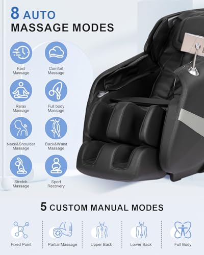 RELX 2026 Massage Chair Full Body, Zero Gravity Airbag Shiatsu Massage Chair with SL-Track, Heating, AI Control, Body Scan, 13 Modes, Foot Rollers, and Deep Yoga Stretch (Black)