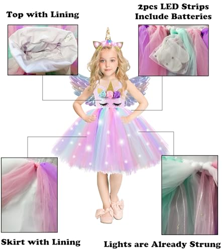 Vestido Unicornio con Luces LED para Niñas miniatura 2
