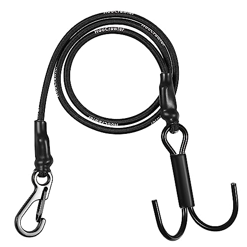 HooCrawler RC Crawler Kinetic Winch Strap, Escape Rope, Rescue Trailer Hook for 1/8 1/10 LCG Chassis Axial SCX10 I II Capra RR10 TRX4 (Classic Black)