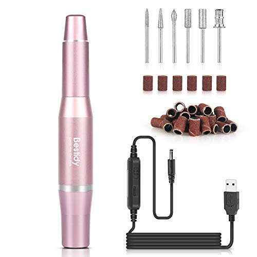 Bestidy Electric Nail Drill Kit,USB Manicure Pen Sander Polisher With 6 Pieces Changeable