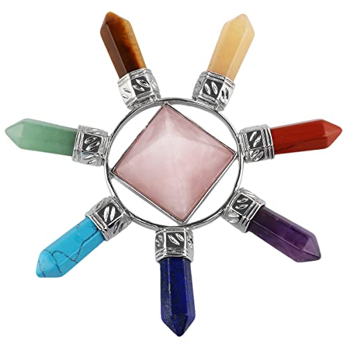 Rockcloud-Pyramid-7-Chakra-Points-Energy-GeneratorReiki-Healing-Crystal-StoneRose-Quartz Rockcloud Pyramid 7 Chakra Points Energy GeneratorReiki Healing Crystal StoneRose Quartz
