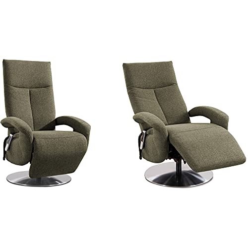CAVADORE TV-Sessel Tirol mit Akku / Fernsehsessel mit Aufstehhilfe, elektrisch verstellbarer Relaxfunktion / 2 E-Motoren / Kabellos / 74 x 112 x 82 / Strukturstoff: Grün – Bild 6