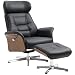 Produktbild HOMCOM Relaxsessel mit Hocker, Fernsehsessel mit Liegefunktion, Drehbarer Liegesessel, Ruhesessel, TV-Sessel für Wohnzimmer, bis 150 kg, Kunstleder, Stahl, Schwarz