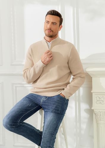 Pull homme en tricoté quart zip QUEZHU chaud pour l'hiver