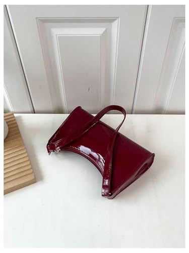 COZYEASE Women's Shiny Patent Leather Shoulder Bag Zipper Top Handle Purse Handbags Trendy Evening Bag4