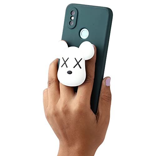 Image of Cute Anime Mobile Holder Grip Stand for Phones Selfie Holder for Smartphones, Designed for Kids and Teens. [ Silicone ]-(Model - White Bear)