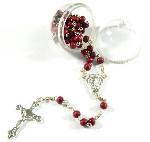 Vatican Holy Pray Rosary Roses Petal Odor Beads Silver Plated In Plastic Egg Box