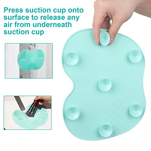 Makeup Brush Cleaning Mat, Easkep Silicone Cleaner Pad Portable Washing Tool Scrubber with Suction Cup Set of 2 Cosmetic (Green+Pink) - Thumbnail 5
