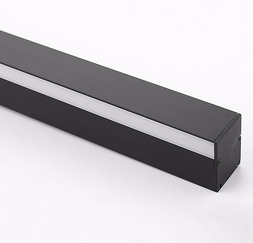 Miniatura 5 de YFMYY Aplique de pared lineal, tira larga, iluminación ambiental, aluminio negro, 3000 K, accesorios de luz cálida para pasillo, escaleras,