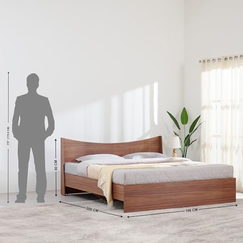 Image of Home Centre Helios Alton King Bed |Engineered Wood King Bed| (Walnut) |1 Year Warranty