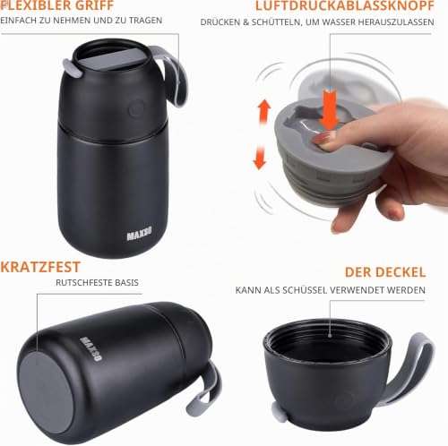 VITONIS Thermobehälter für Essen 500ml Edelstahl Isolierbehälter Gefäß für warme Speißen, Essen, Suppe… – Ansicht 4