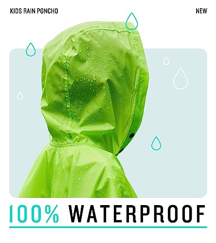 SaphiRose Lightweight Kids Rain Poncho Jacket Waterproof Outwear Rain Coat Green Medium