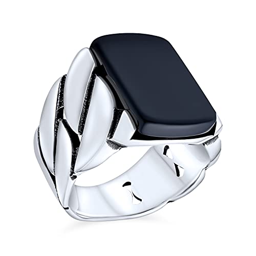Bague chevalière homme onyx noir et argent 925 massif fait main