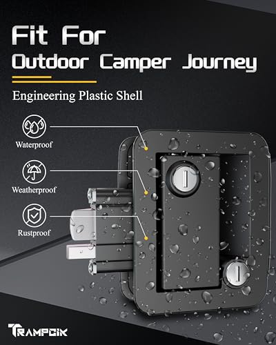 Image of Engineering Plastic Camper Door Lock, Camper Door Handle Latch Replacement, Fit 3.65 inch x 2.95 inch Lock Hole, RV Door Lock for Travel Trailers,Entrance Front Door, Pack of 5 Different Keys