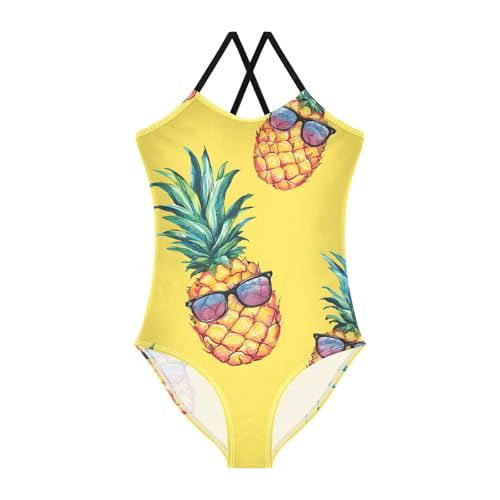 senya Girls Swimsuits Pineapple with Sunglasses One-Piece Swimwear Quick Dry Girls Bathing Suits for 3 Years Old