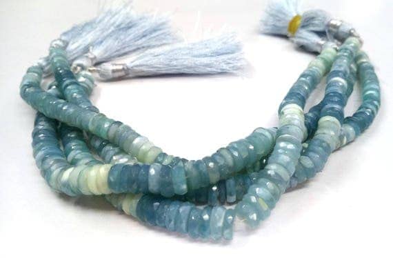 Perles opale bleue naturelle Heishi cut cadeau idéal pour passionnés de DIY et joaillerie