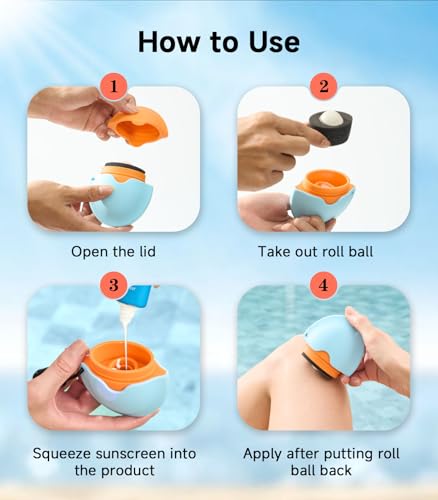 Image of Sunscreen Applicator for Kids & Adults Roll-On Sunscreen Applicator - Refillable Lotion Applier, Portable Perfect Size for Travel Outdoors