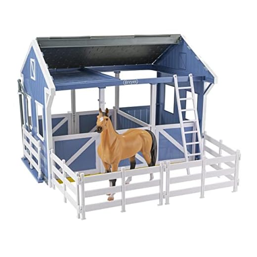 Breyer Horses Freedom Series Deluxe Country Stable & Wash Stall with Freedom Series Horse | 6 Piece Barn Playset Toy | 1:12 Scale Figurine | Model #61149