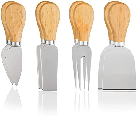 YXChome Cheese Knives Set of 8-2 Cheese Knife, 2 Cheese Fork, 2 Cheese Slicer, 2 Butter Knife – Premium Mini Stainless Steel Cheese Knives – Cheese Knife Set for Charcuterie Board