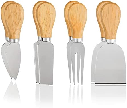 YXChome Cheese Knives Set of 8-2 Cheese Knife, 2 Cheese Fork, 2 Cheese Slicer, 2 Butter Knife – Premium Mini Stainless Steel Cheese Knives - Cheese Knife Set for Charcuterie Board