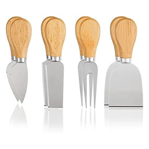 YXChome Cheese Knives Set of 8-2 Cheese Knife, 2 Cheese Fork, 2 Cheese Slicer, 2 Butter Knife – Premium Mini Stainless Steel Cheese Knives - Cheese Knife Set for Charcuterie Board Cover
