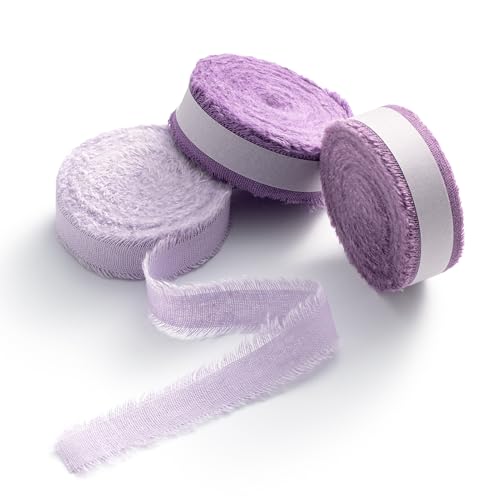 AOKSUNOVA Nastro in cotone, nastro di tessuto, nastri di tessuto, nastro per fiocchi, cotone, nastro regalo, lilla