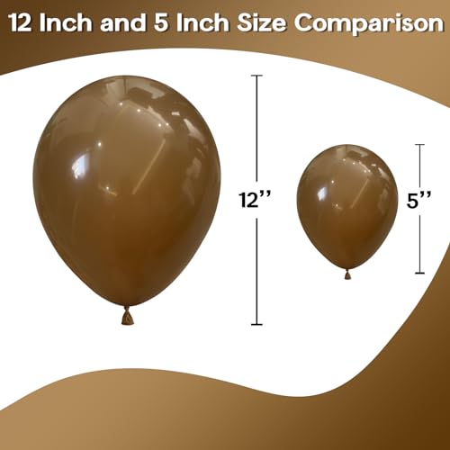 Image of Jobkoo Brown Balloons 5 Inch, 60Pcs Small Light Brown Balloon Coffee Chocolate Latex Balloons 5'' Mini Matte Tan Caramel Mocha Helium Balloons for Birthday Wedding Boho Baby Shower Party Decorations