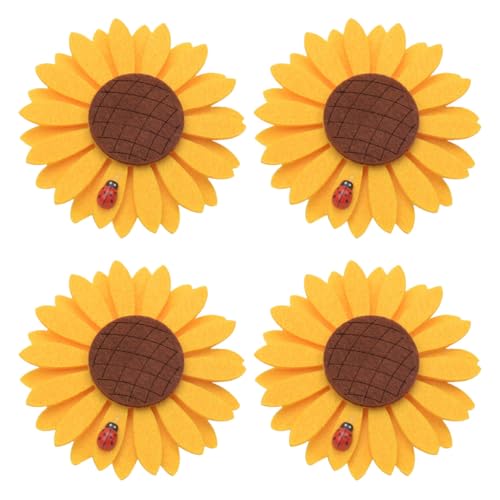Zerodeko Sujetacortinas de Girasol Amarillos de Hierro y Tela 4 Piezas para Decoración y Mantener Cortinas Ordenadas en Dormitorio y Hogar