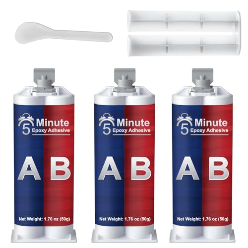 WAN2TLK 3Pcs 5 Minute Epoxy Adhesive, 2 Part Epoxy Glue (Re-usable Mixing Tools Included), 5 Minute Set, Incredibly Strong Bonding, Quick Cure, Bonding and Repairing Epoxy Resin for All Materials