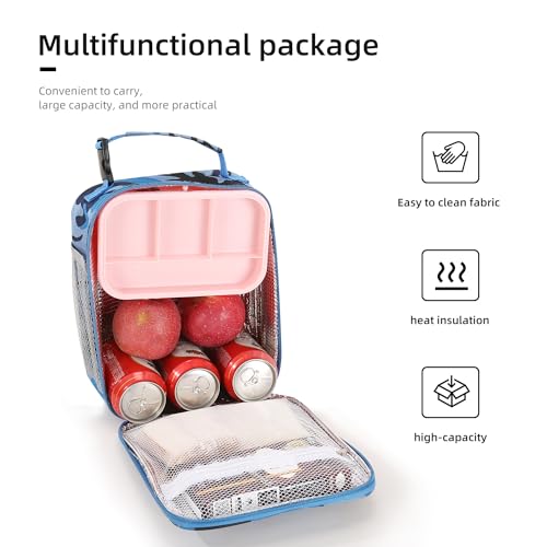 Lunch box Lunch bag for men women Insulated Lunchbox Lunch bags for Work Picnic Travel (Blue camo)