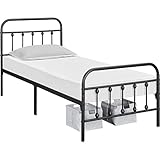 Yaheetech Bettrahmen Metallbett Bettgestell aus Metall mit Lattenrost, Modern Gästebett Jugendbett, Schwarz 90 x 200 cm
