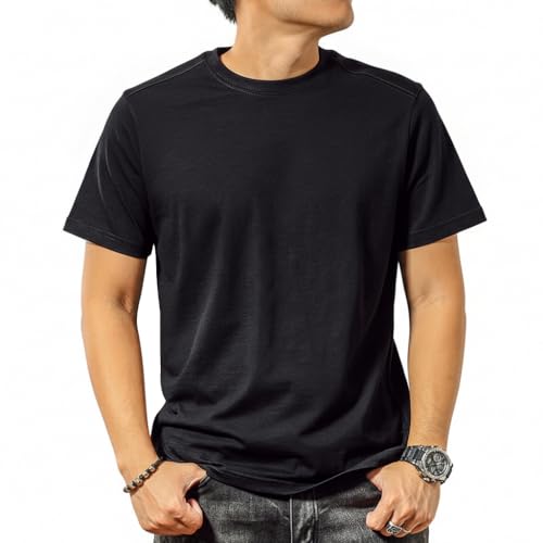 MRING für Herren 95% Baumwolle Sommer Einfarbig Basic Top Männer Kurzarm T-Shirt