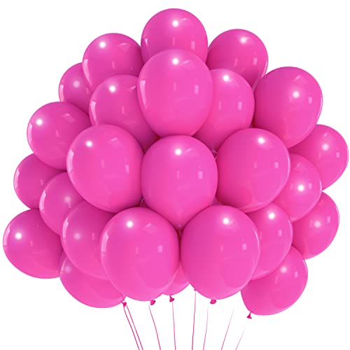 DAZAKA Ballons Rose Fushia | 50 Pièces - 12' 30 cm - LATEX NATUREL Biodégradable | Ballon Gonflable Hélium | Ballon Baudruche | Décoration pour Anniversaire, Baptême, Fete